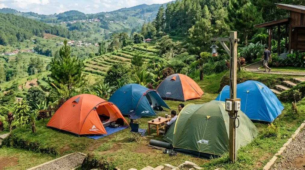 Area Kemah Batu dengan Colokan Listrik dan Sewa Ground Camping dengan Toilet Bersih